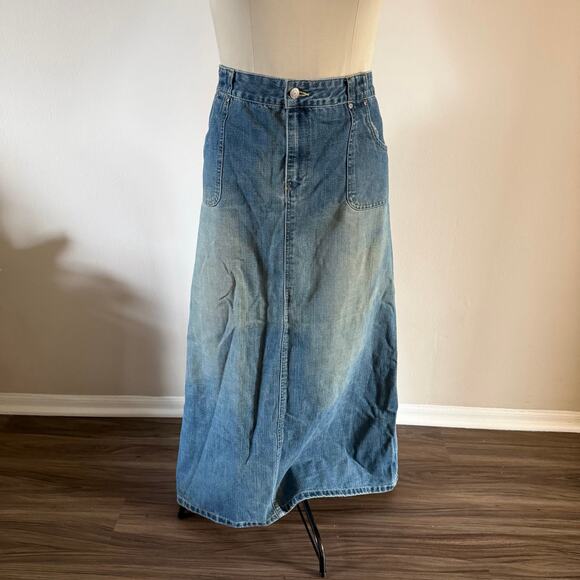 Old Navy Dresses & Skirts - Vtg Y2K 2000s Denim Maxi Skirt Plus Size 20 Punk Grunge Skater
